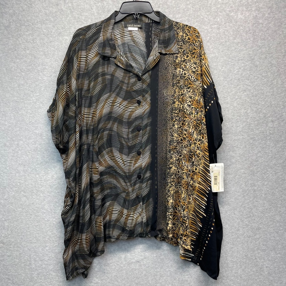 Carol Turner Artsy Top Womens One Size Flowy Poncho Kimono Oversized Animal Mob